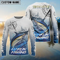 BlueJose Marlin Fishing Realistic Fish Compass Anchor Pattern Custom Name & Team Name 3D Shirts