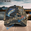 BlueJose Marlin Fishing American Flag Map Camo Pattern Personalized Cap