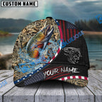 BlueJose Fishing Camo Flag Patriot Personalized Cap (11 Breeds)