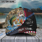 BlueJose Fishing Camo Flag Patriot Personalized Cap (11 Breeds)