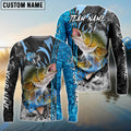 BlueJose Walleye Fishing Sparkling Water Smoke Pattern Design Custom Name & Team Name 3D Shirts