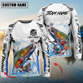BlueJose Trout Fishing White Black Curve Pattern Design Custom Name & Team Name 3D Shirts