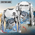 BlueJose Catfish Fishing White Black Curve Pattern Design Custom Name & Team Name 3D Shirts