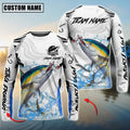 BlueJose Tuna Fishing White Black Curve Pattern Design Custom Name & Team Name 3D Shirts