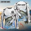 BlueJose Striped Bass Fishing White Black Curve Pattern Design Custom Name & Team Name 3D Shirts