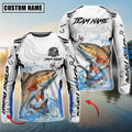 BlueJose Red Fish Fishing White Black Curve Pattern Design Custom Name & Team Name 3D Shirts