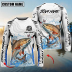 BlueJose Red Fish Fishing White Black Curve Pattern Design Custom Name & Team Name 3D Shirts