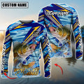BlueJose Walleye Fishing Yellow Blue Lightning Pattern Design Custom Name & Team Name 3D Shirts