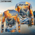 BlueJose Catfish Fishing Ocean Sunset Wave Custom Name & Team Name 3D Shirts