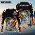 BlueJose Striped Bass Fishing Fire Touch Custom Name & Team Name 3D Shirts