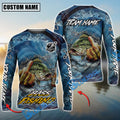 BlueJose Bass Fishing Seawave Stinky Finger Smoking Beer Custom Name & Team Name 3D Shirts