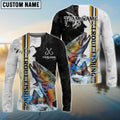 BlueJose Trout Fishing Split Grunge Splash Design Custom Name & Team Name 3D Shirts