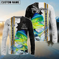 BlueJose Mahi-Mahi Fishing Split Grunge Splash Design Custom Name & Team Name 3D Shirts