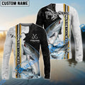 BlueJose Salmon Fishing Split Grunge Splash Design Custom Name & Team Name 3D Shirts