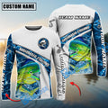 BlueJose Mahi-Mahi Fishing Honeycomb Electric Water Splash Custom Name & Team Name 3D Shirts