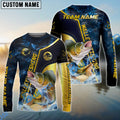 BlueJose Walleye Fishing Ocean Wave Gold Luxury Pattern Custom Name & Team Name 3D Shirts