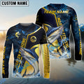 BlueJose Marlin Fishing Ocean Wave Gold Luxury Pattern Custom Name & Team Name 3D Shirts