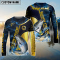 BlueJose Salmon Fishing Ocean Wave Gold Luxury Pattern Custom Name & Team Name 3D Shirts