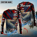 BlueJose Catfish Fishing American Flag Grunge Red Scratch Custom Name & Team Name 3D Shirts