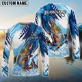 BlueJose Trout Fishing Blue Water Splash Scale Pattern Custom Name & Team Name 3D Shirts