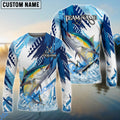 BlueJose Tuna Fishing Blue Water Splash Scale Pattern Custom Name & Team Name 3D Shirts
