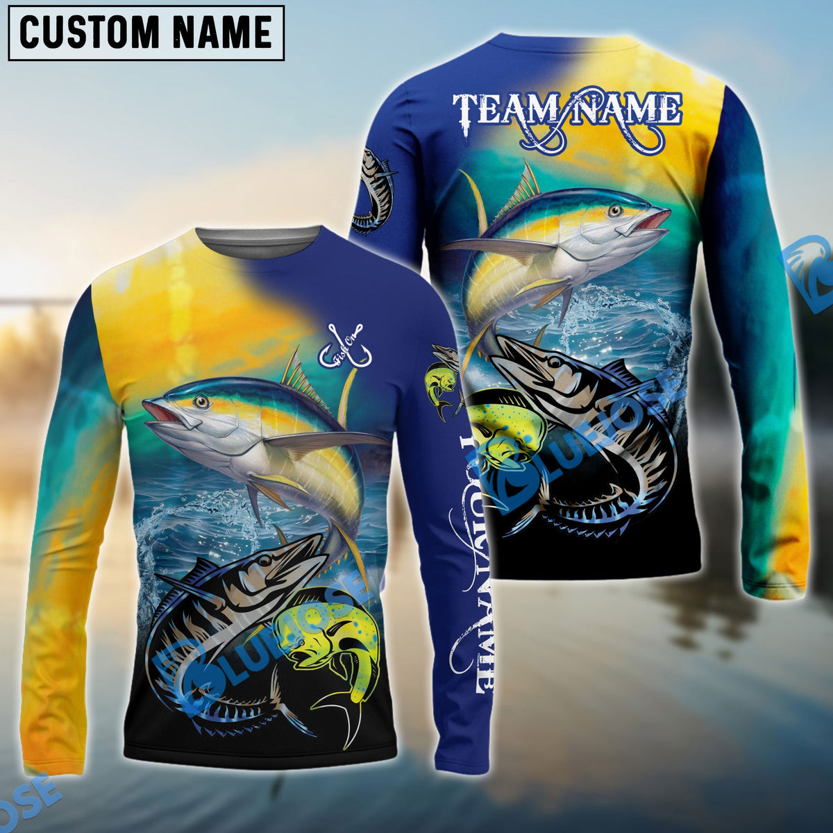 BlueJose Tuna Fishing Ocean & Lake Custom Name & Team Name 3D Shirts