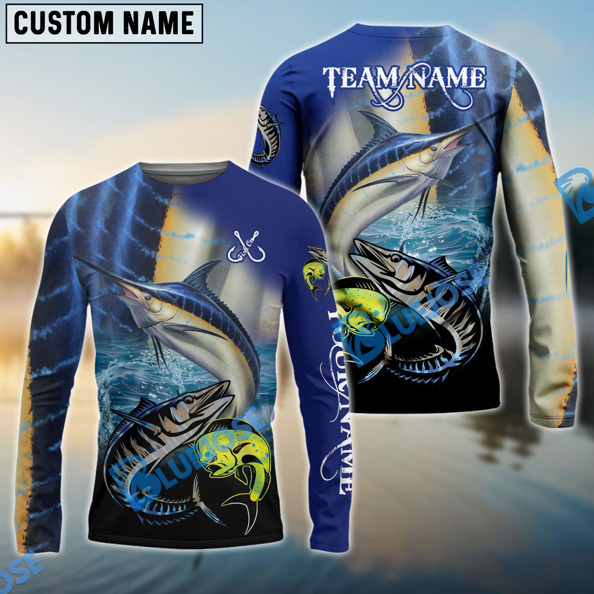 BlueJose Marlin Fishing Ocean & Lake Custom Name & Team Name 3D Shirts
