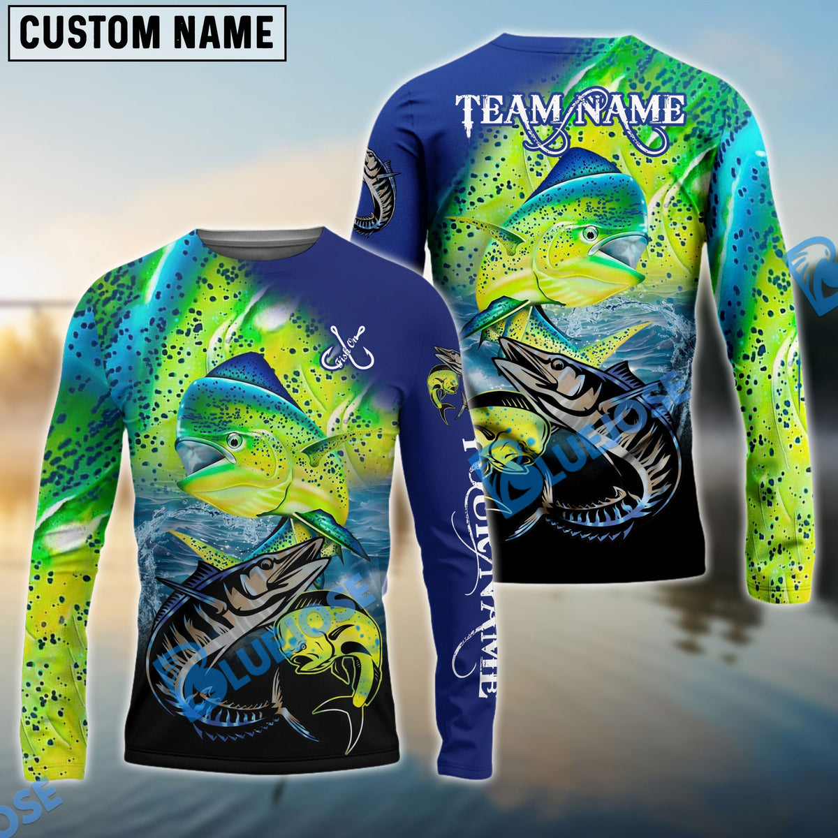BlueJose Mahi-Mahi Fishing Ocean & Lake Custom Name & Team Name 3D Shirts