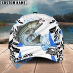 BlueJose Fishing White Black Curve Pattern Design Personalized Cap (13 Breeds)