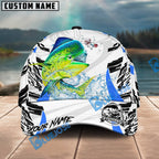 BlueJose Fishing White Black Curve Pattern Design Personalized Cap (13 Breeds)