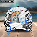 BlueJose Fishing White Black Curve Pattern Design Personalized Cap (13 Breeds)