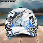 BlueJose Fishing White Black Curve Pattern Design Personalized Cap (13 Breeds)