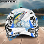 BlueJose Fishing White Black Curve Pattern Design Personalized Cap (13 Breeds)