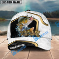 BlueJose Fishing White Marble & Gold Trim Splash Heartbeat Line Personalized Cap (13 Breeds)
