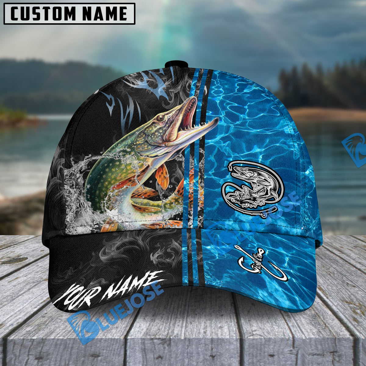 BlueJose Fishing Sparkling Water Smoke Pattern Design Personalized Cap (13 Breeds)