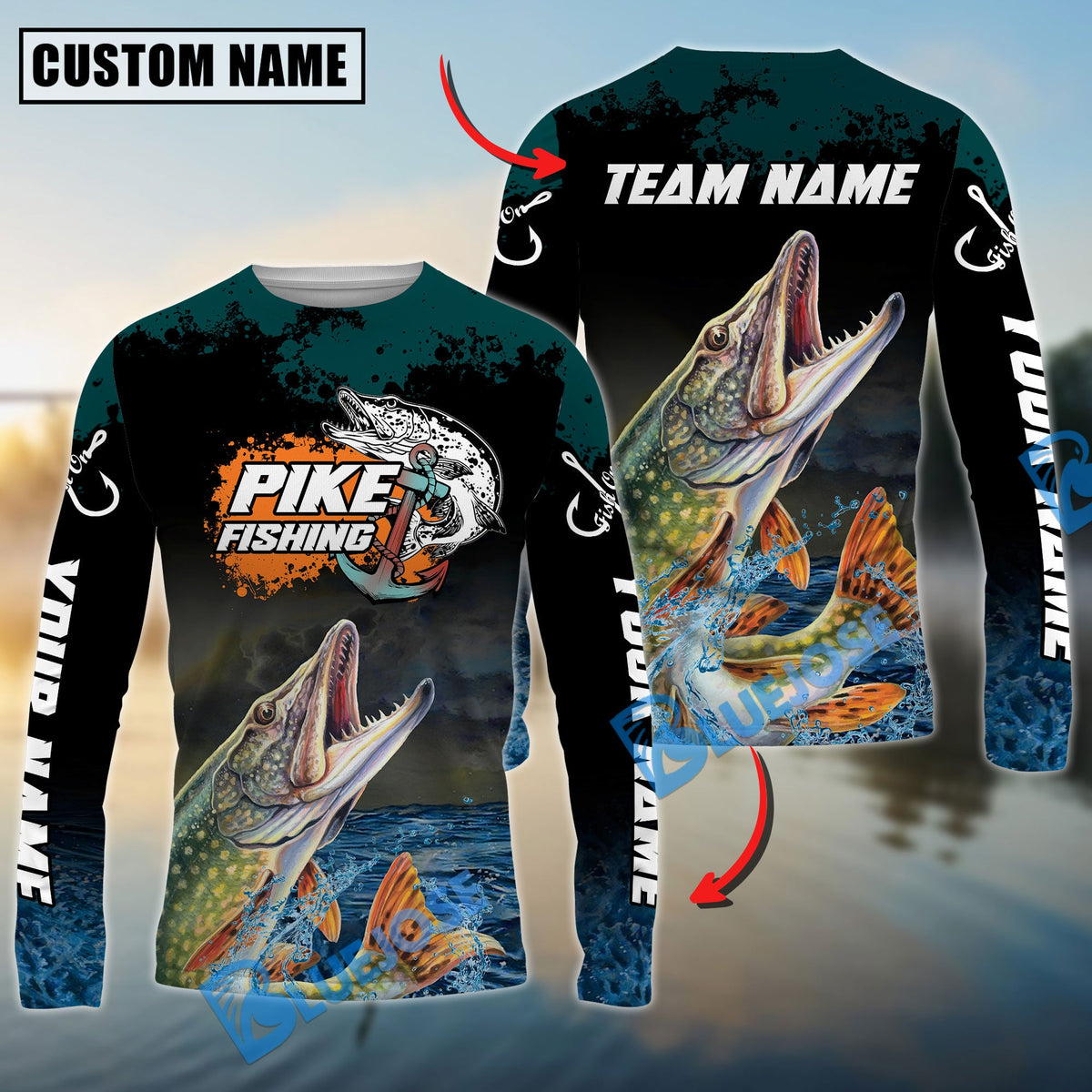 BlueJose Pike Fishing The Ultimate Master Custom Name & Team Name 3D Shirts