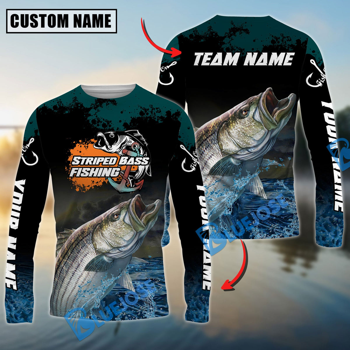 BlueJose Striped Bass Fishing The Ultimate Master Custom Name & Team Name 3D Shirts