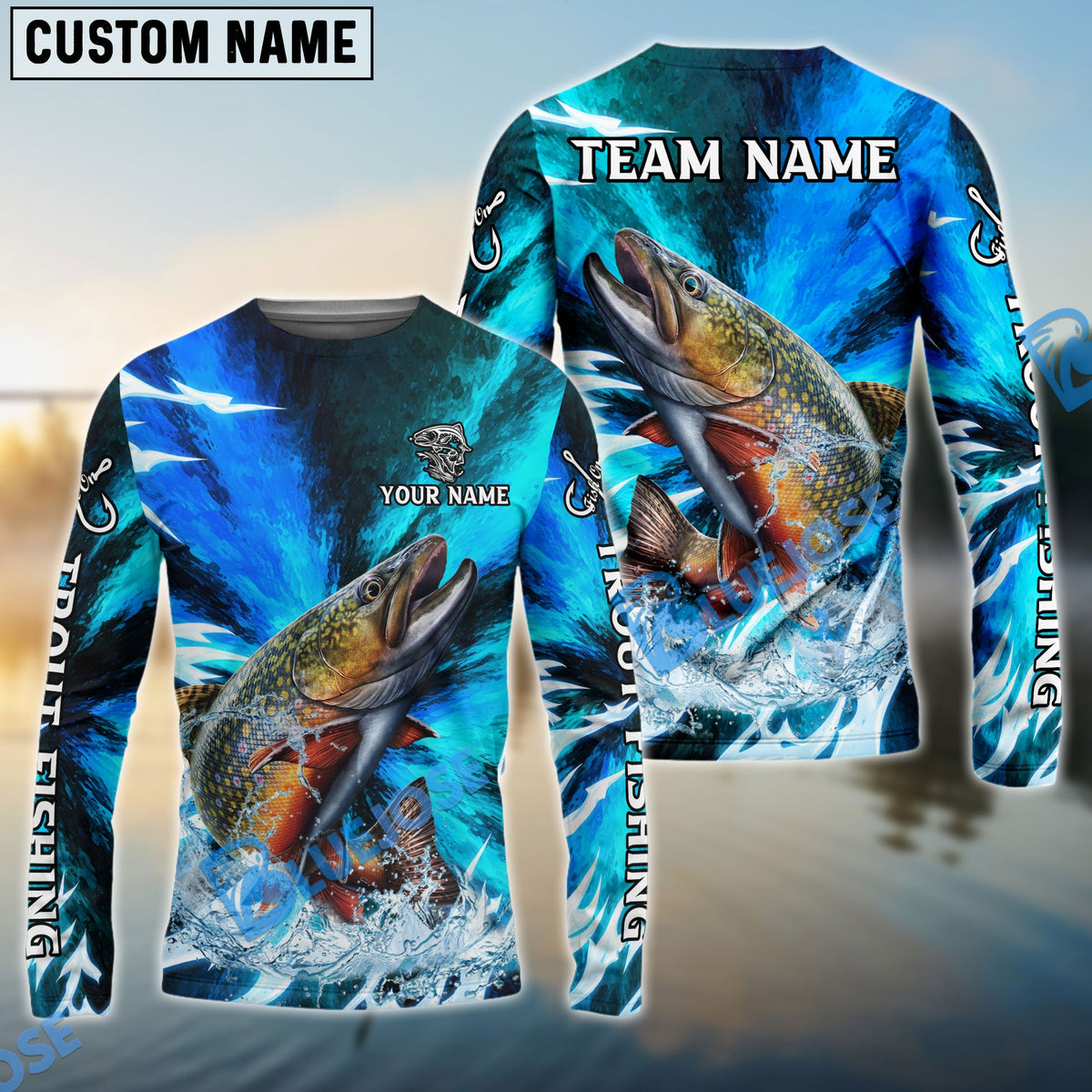 BlueJose Trout Fishing Sharp Strike Custom Name & Team Name 3D Shirts