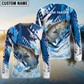 BlueJose Striped Bass Fishing Technical Fish Scale Custom Name & Team Name 3D Shirts