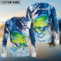 BlueJose Mahi-Mahi Fishing Technical Fish Scale Custom Name & Team Name 3D Shirts