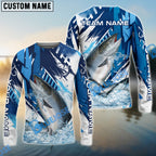 BlueJose Salmon Fishing Technical Fish Scale Custom Name & Team Name 3D Shirts