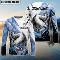 BlueJose Catfish Fishing Blue White Long Jumping Splash Water Graphic Custom Name & Team Name 3D Shirts