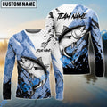 BlueJose Tuna Fishing Blue White Long Jumping Splash Water Graphic Custom Name & Team Name 3D Shirts