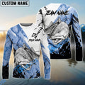 BlueJose Redfish Fishing Blue White Long Jumping Splash Water Graphic Custom Name & Team Name 3D Shirts