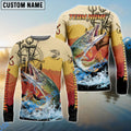 BlueJose Pike Fishing Sunset Compass Custom Name & Team Name 3D Shirts