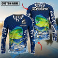 BlueJose Marhi-Mahi Fishing Tribal Blue Custom Name & Team Name 3D Shirts