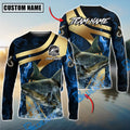 BlueJose Catfish Fishing Luxury Gold Wave Water Splash Design Custom Name & Team Name 3D Shirts