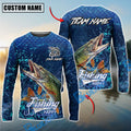 BlueJose Pike Fishing Dark Water Splash Texture Design Custom Name & Team Name 3D Shirts
