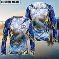 BlueJose Catfish Fishing Lightning Splash Blue Pattern Custom Name & Team Name 3D Shirts