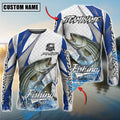 BlueJose Striped Bass Fishing White Scale Pattern Custom Name & Team Name 3D Shirts